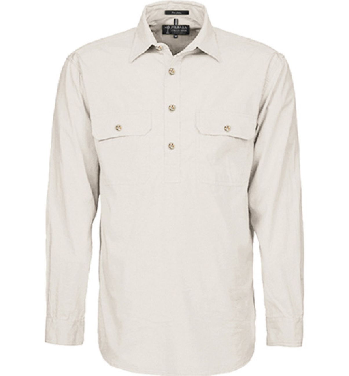 Pilbara Men's LS Shirt Stone Closed Front RM200CF
