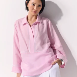 Marco Polo Blush Pink Embroidered Women's Overshirt