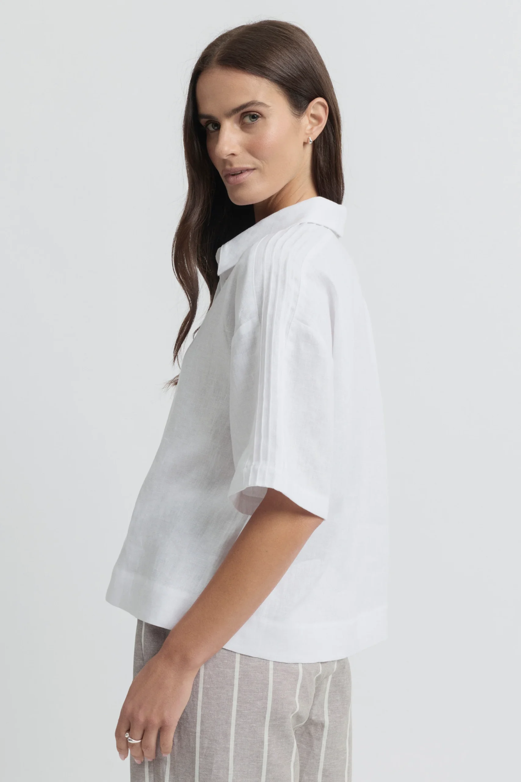 Yarra Trail Tirari Pintuck Navy Shirt