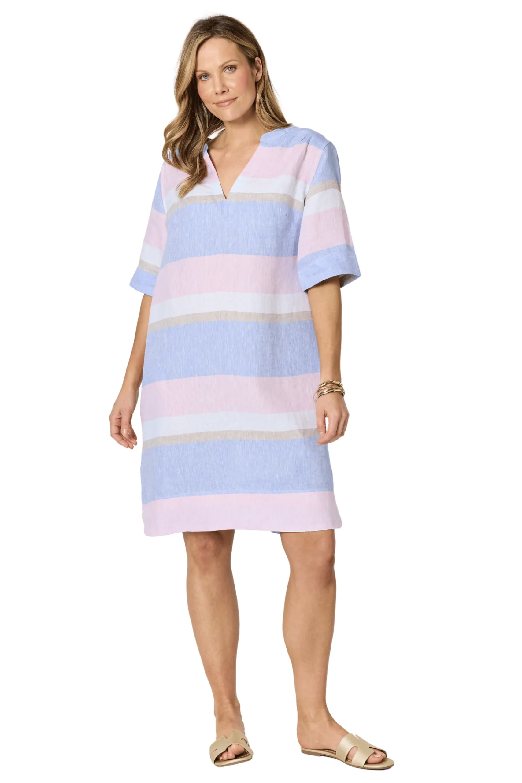 Hammock & Vine Paros Stripe Linen Dress 50238